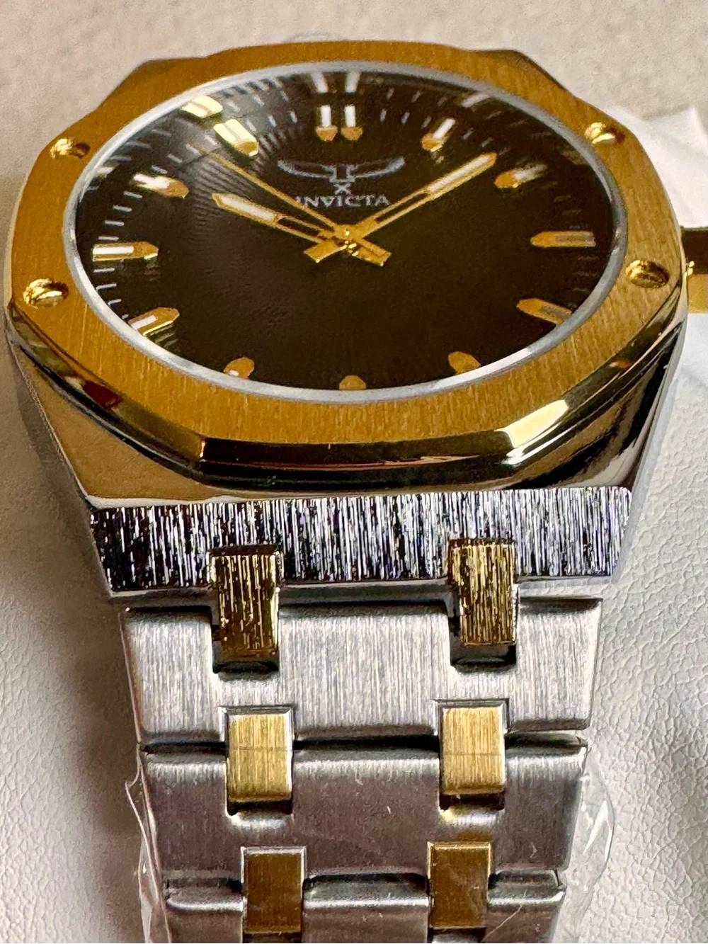 Invicta Black Dial Gold & Silver-tone 42mm Quartz Watch 69964 NWT